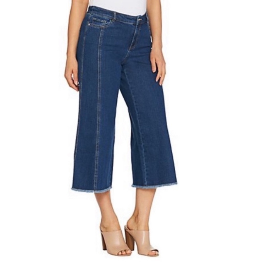 DU JOUR Denim Jeans - Dark Denim with Cropped Flare Leg